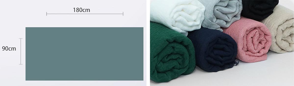 Pleated Monochrome Faux Cotton Linen Scarf