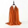 Pleated Monochrome Faux Cotton Linen Scarf