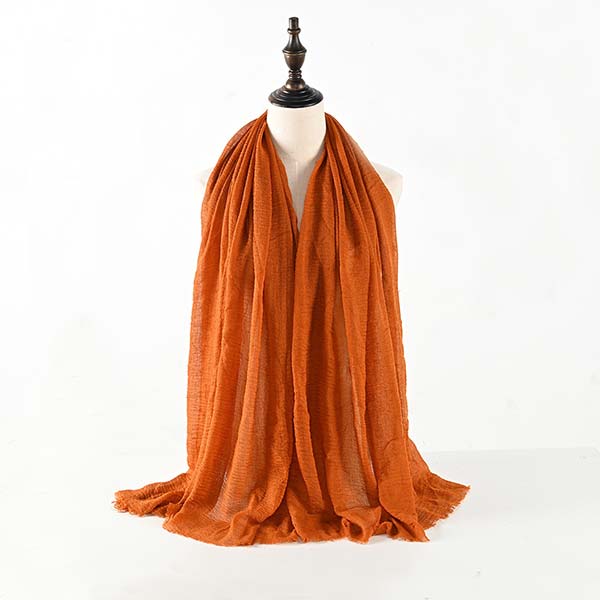 Pleated Monochrome Faux Cotton Linen Scarf