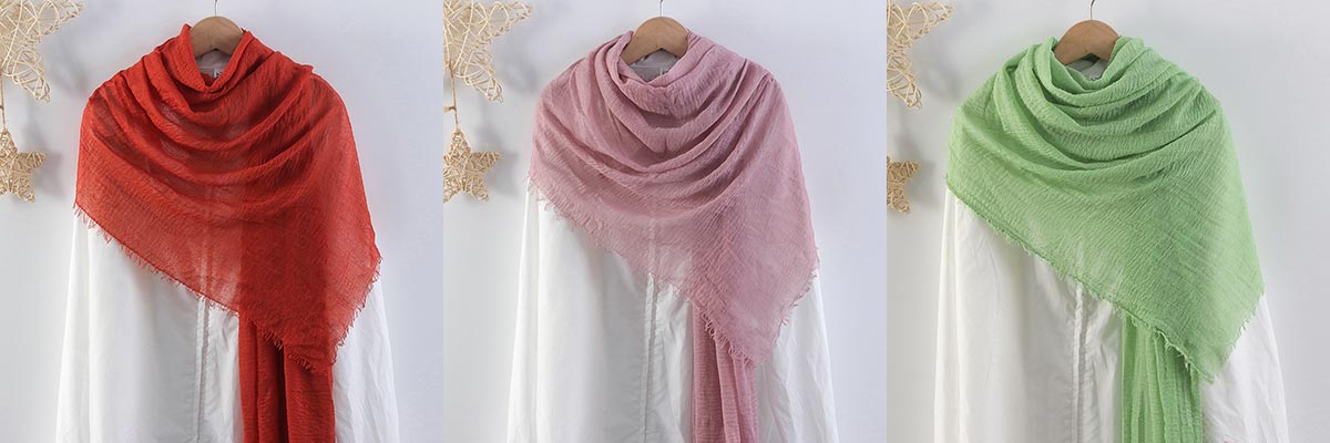 Pleated Monochrome Faux Cotton Linen Scarf