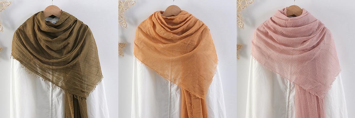 wrinkled monochrome imitation cotton and linen scarf