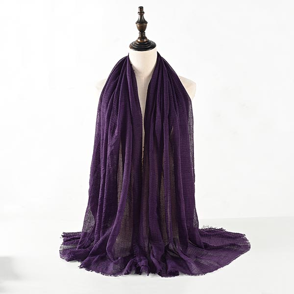 Pleated Monochrome Faux Cotton Linen Scarf