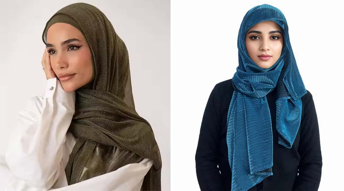 Glitter Lslamic Gold Silk Head Scarf