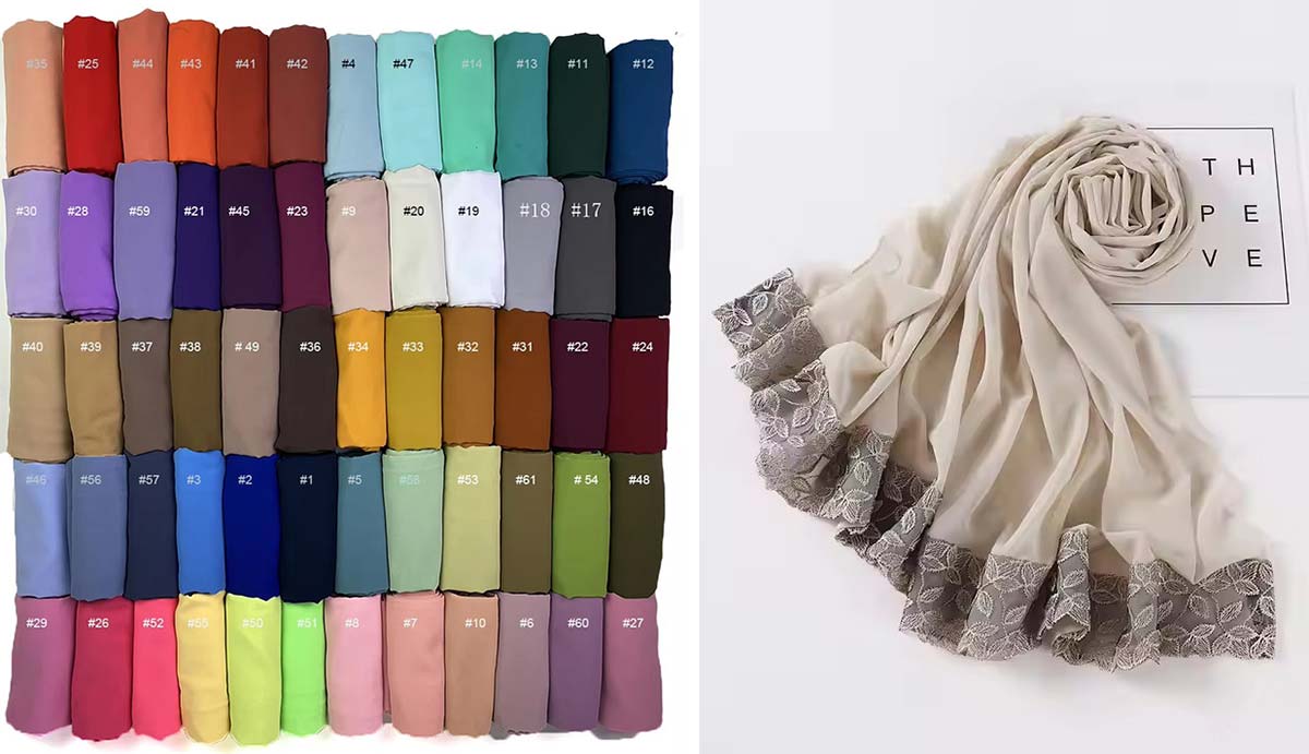 Plain Weave Leaf Lace Premium Hijab