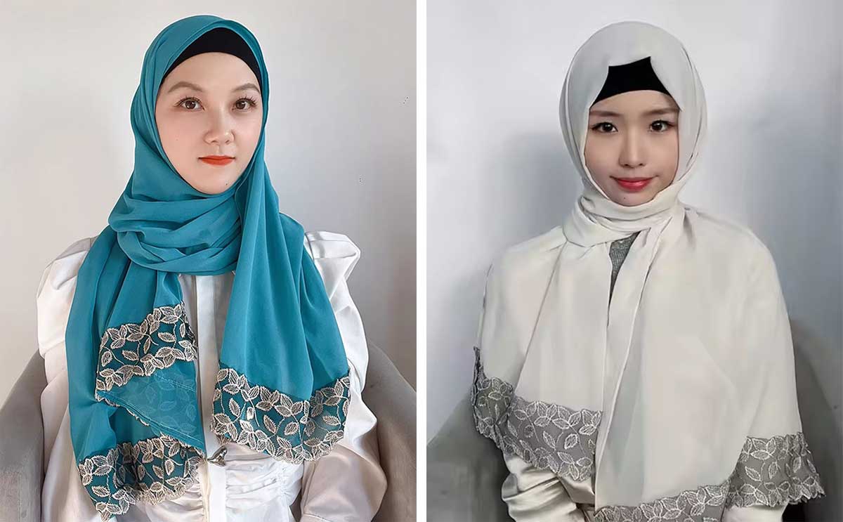 Plain Weave Leaf Lace Premium Hijab