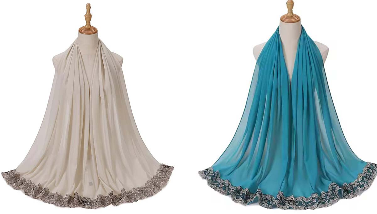 Plain Leaf Lace Premium Hijab