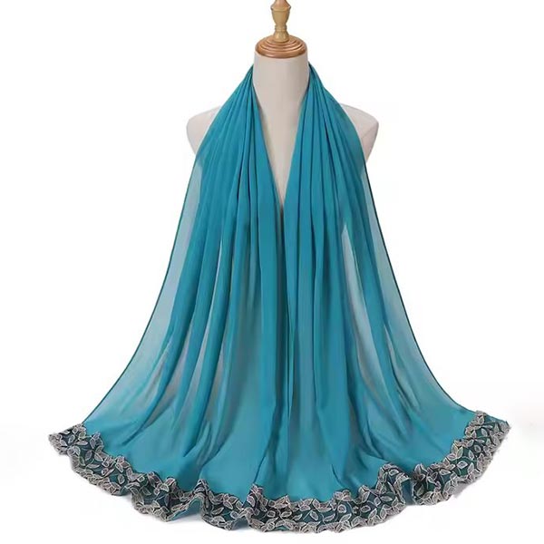 Plain Weave Leaf Lace Premium Hijab