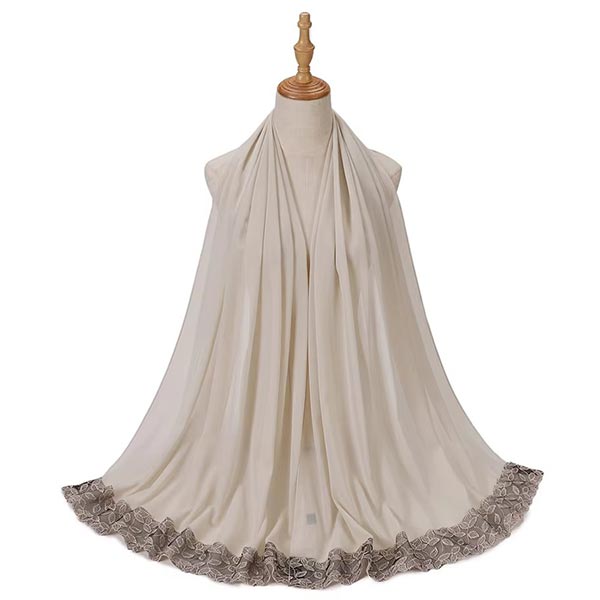 Plain Weave Leaf Lace Premium Hijab