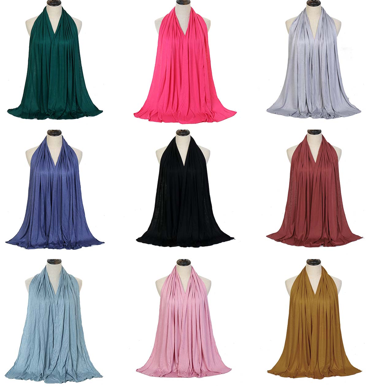 Middle Eastern Solid Color Mercerized Cotton Headscarf