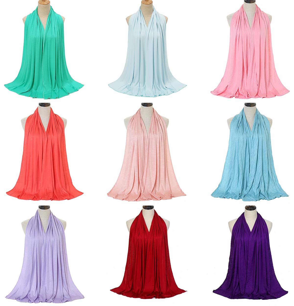 Middle Eastern Solid Color Mercerized Cotton Headscarf