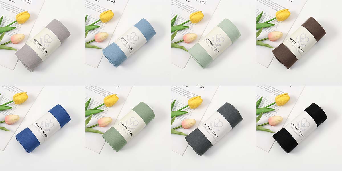 Autumn and Winter Micro elastic Wrinkled Cotton Blended Headscarf