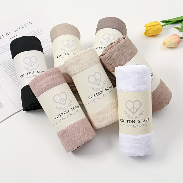 Autumn and Winter Micro Stretch Crinkle Cotton Blend Hijab