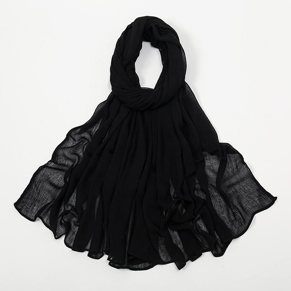 Curled Cotton Wrinkled Long Scarf for Women