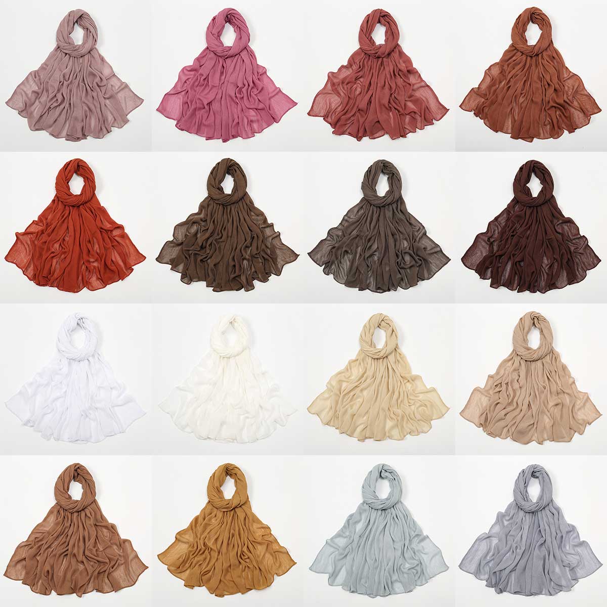 Curled Cotton Wrinkled Long Head Scarf