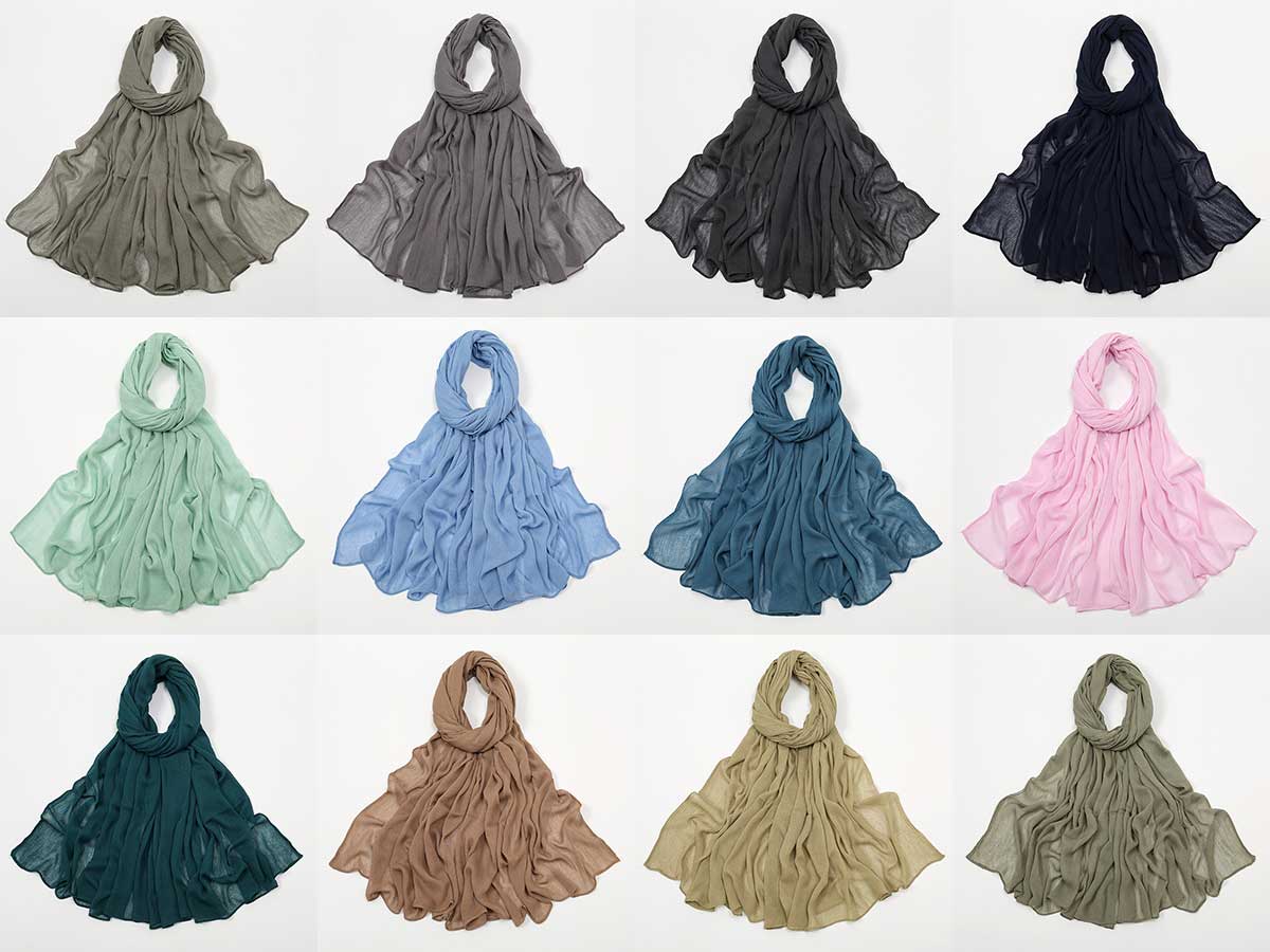 Curled Cotton Wrinkled Long Scarf