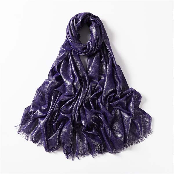 Gold and Silver Thread Single Color Long Headscarf Shawl