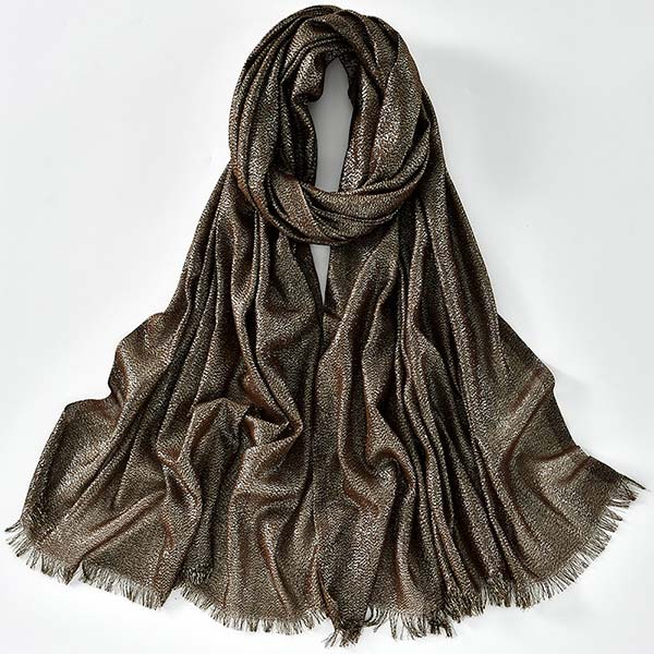 Gold and Silver Thread Single Color Long Headscarf Shawl