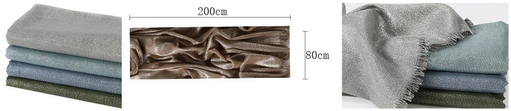 Gold and Silver Thread Single Color Long Headscarf Shawl