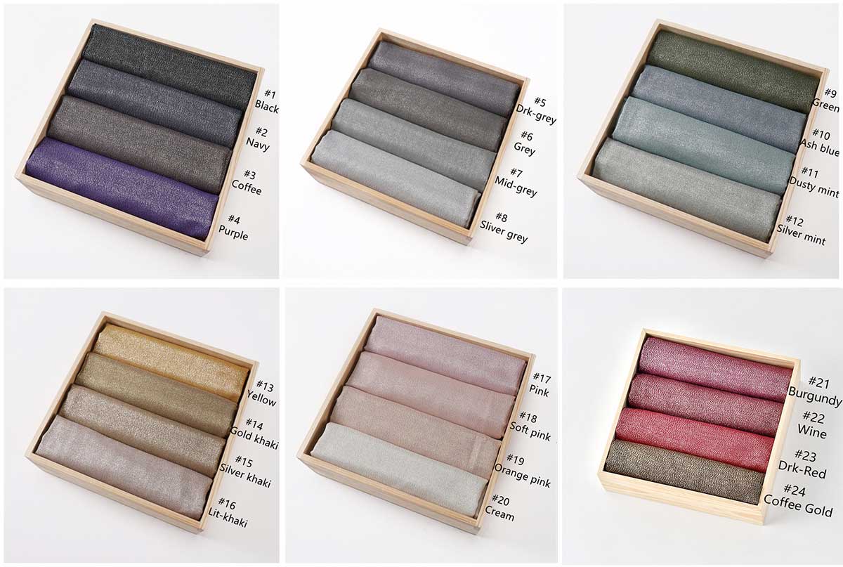 Gold and Silver Thread Single Color Long Headscarf Shawl