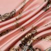 Leopard Print Chain-embellished Satin Scarf