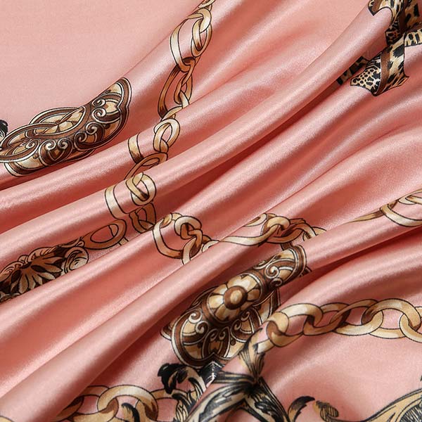 Leopard Print Chain-embellished Satin Scarf
