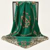 Leopard Print Chain-embellished Satin Scarf