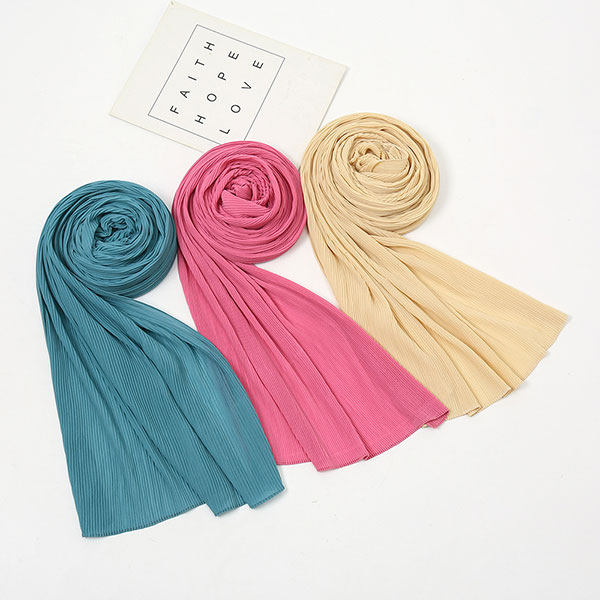 Chiffon Crinkle Solid-color Headscarf