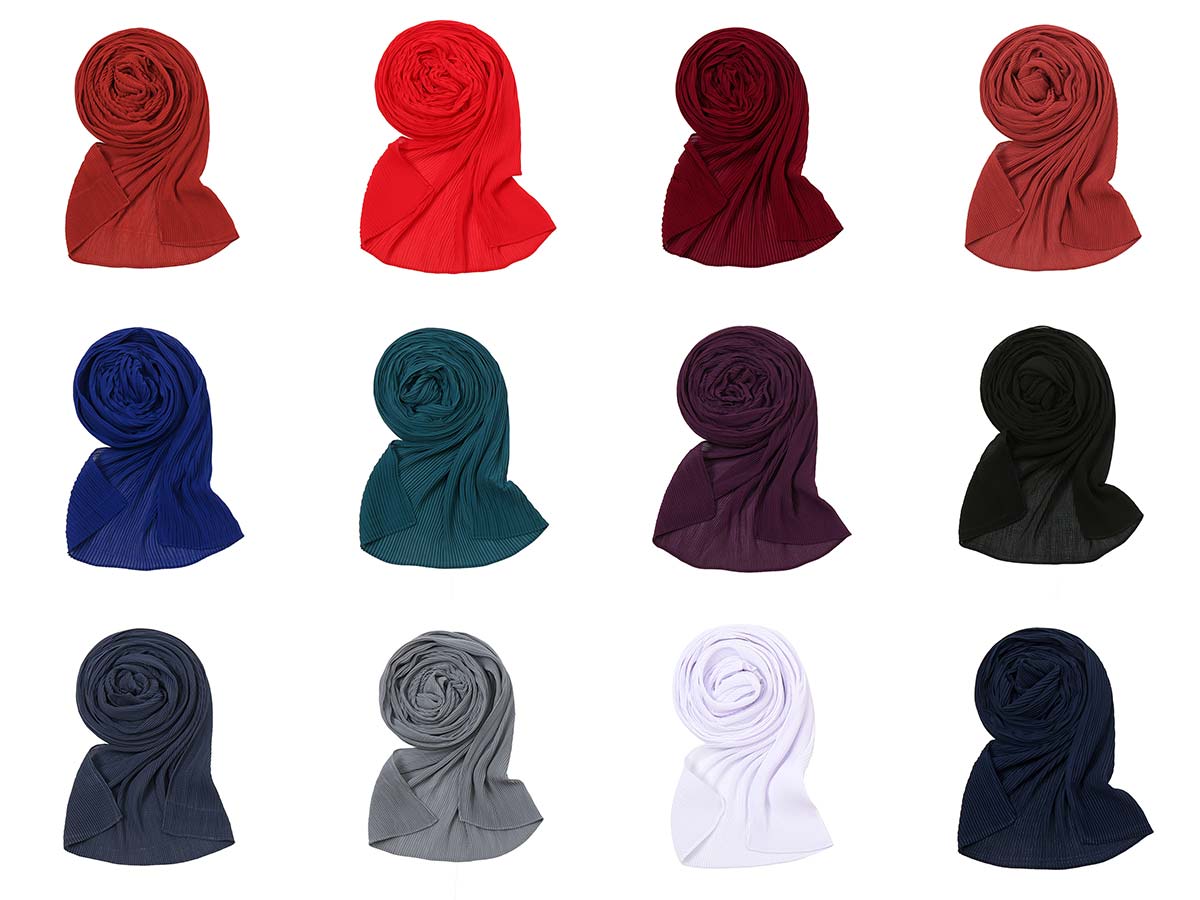 Chiffon Crinkle Solid-color Headscarf