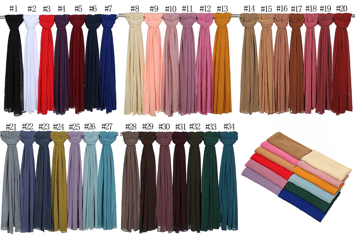 Chiffon Crinkle Solid-color Headscarf
