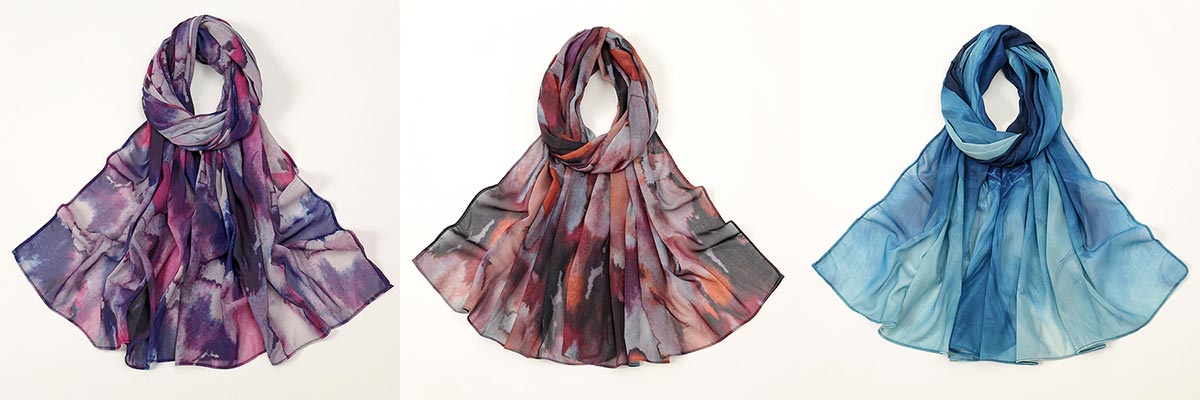 Chiffon Printed Tie Dye Long Scarf