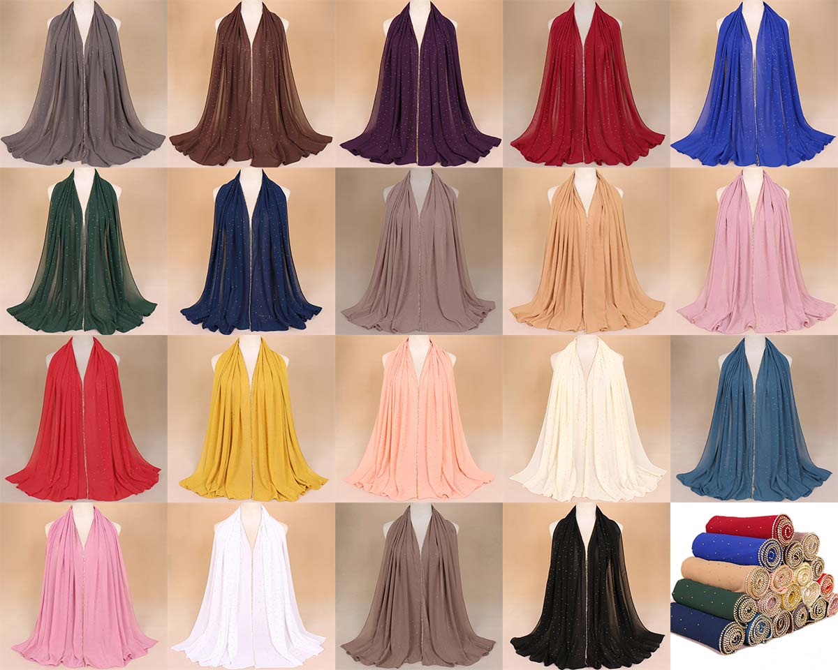 Starry Sky Rhinestone Chain Chiffon Scarf