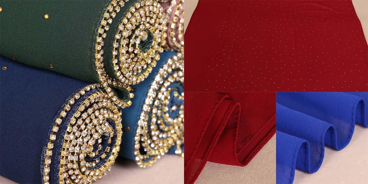 Starry Sky Rhinestone Chain Chiffon Scarf