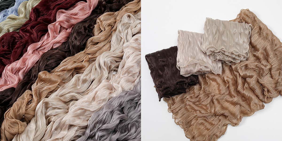 Sunscreen Pleated Pearlescent Silk Headscarf