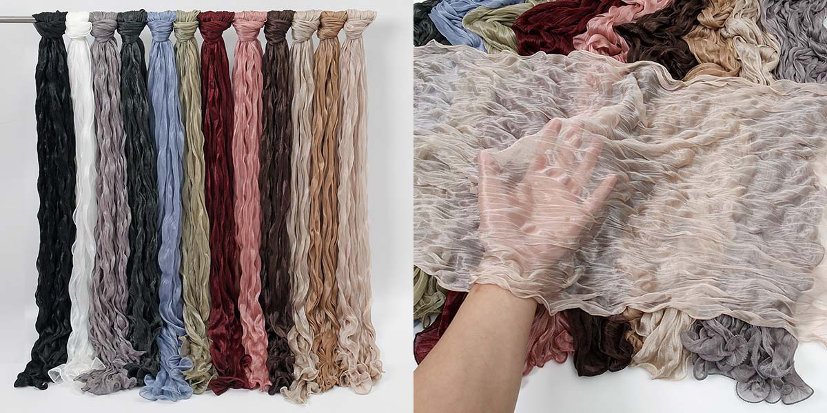 Sunscreen Pleated Pearlescent Silk Headscarf