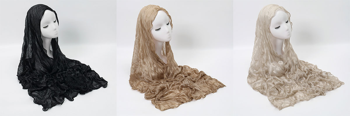 Sunscreen Pleated Pearlescent Silk Headscarf