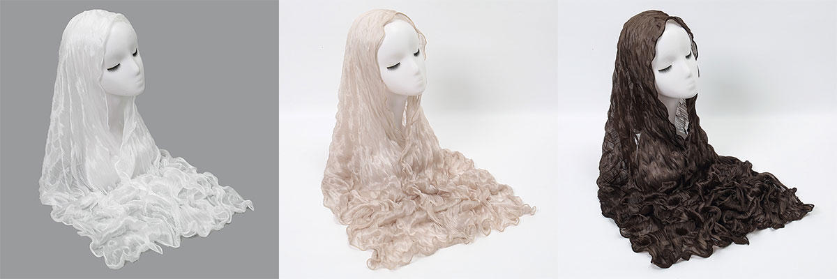 Sunscreen Pleated Pearlescent Silk Headscarf