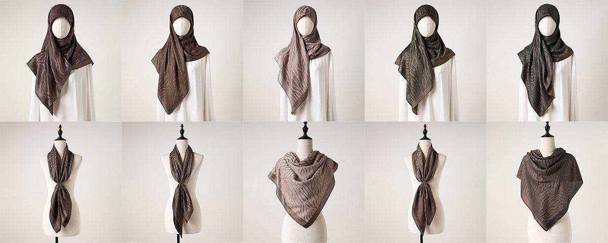 Malaysian Ladies Square Printed Hijab Shawl
