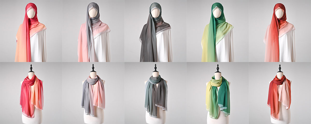 Hot Selling Gradient Color Long Silk Scarf