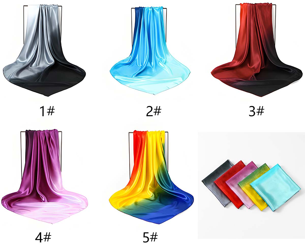 Exquisite Lady Gradient Satin Square Scarf