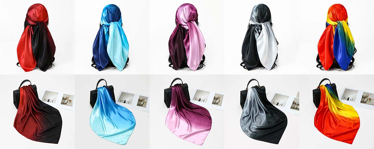 Exquisite Lady Gradient Satin Square Scarf