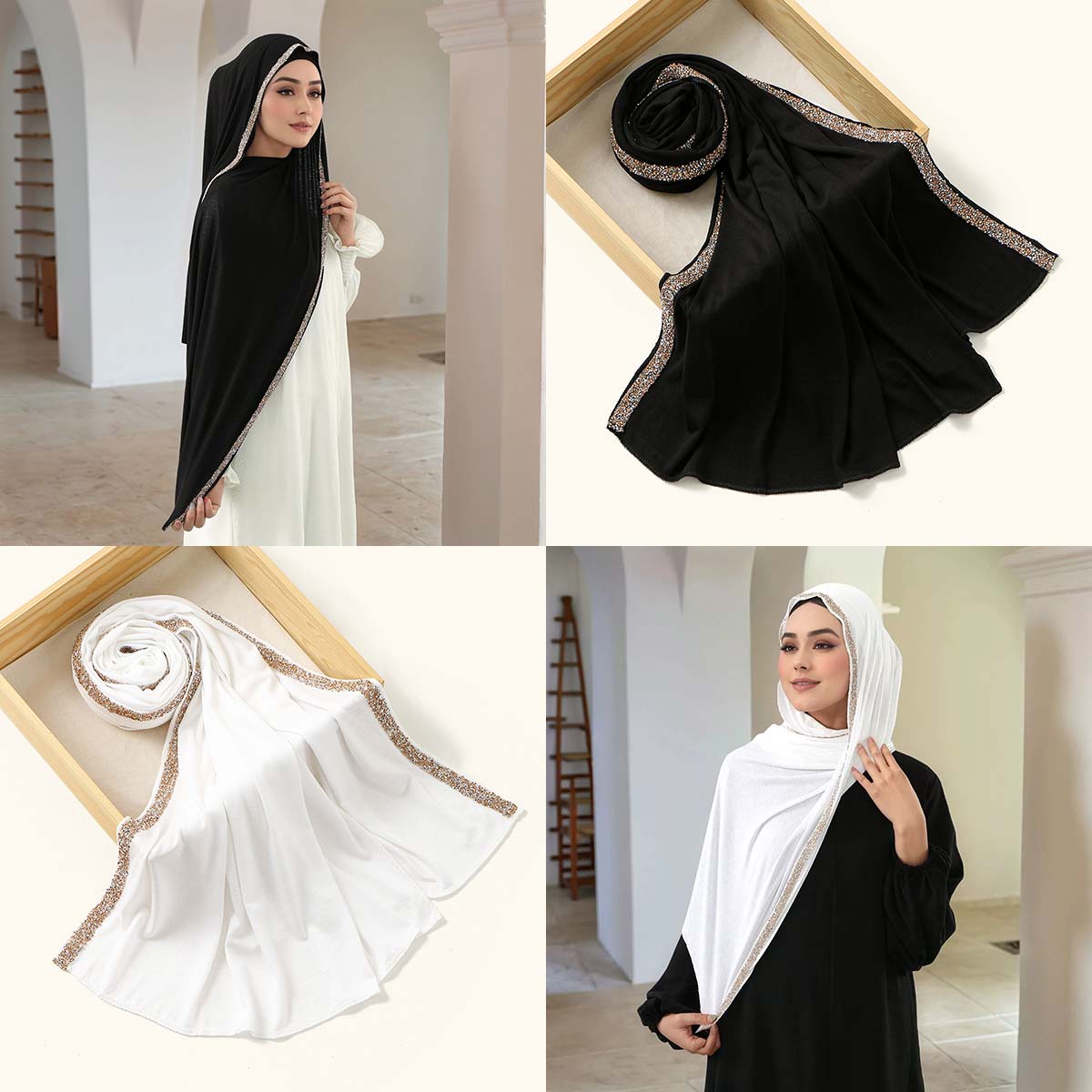 soft-focus rhinestone shimmer hijab