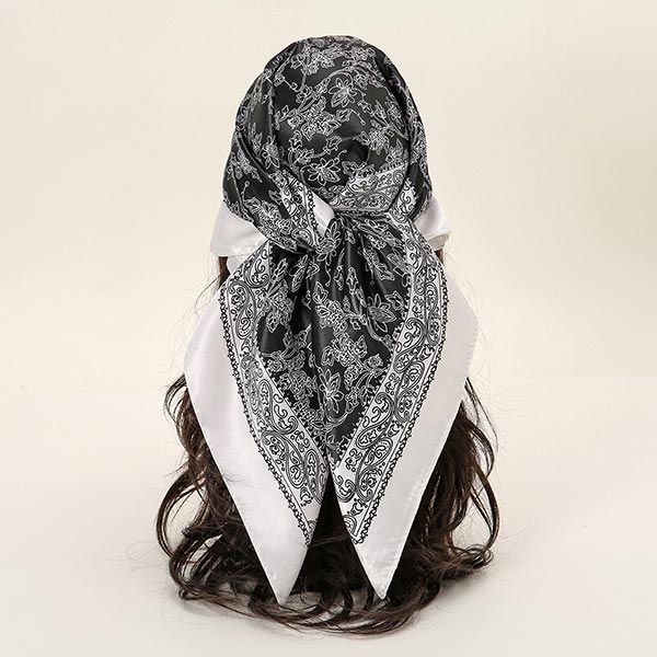 Floral Print Square Satin Headscarf
