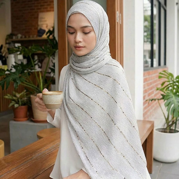 Fashionable Sequined Lace Scarf