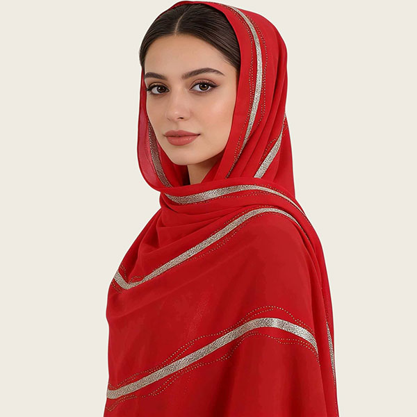 Sunscreen Pearl Rhinestone Chiffon Scarf