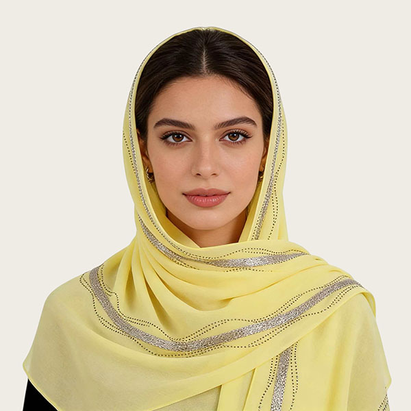 Sunscreen Pearl Rhinestone Chiffon Scarf