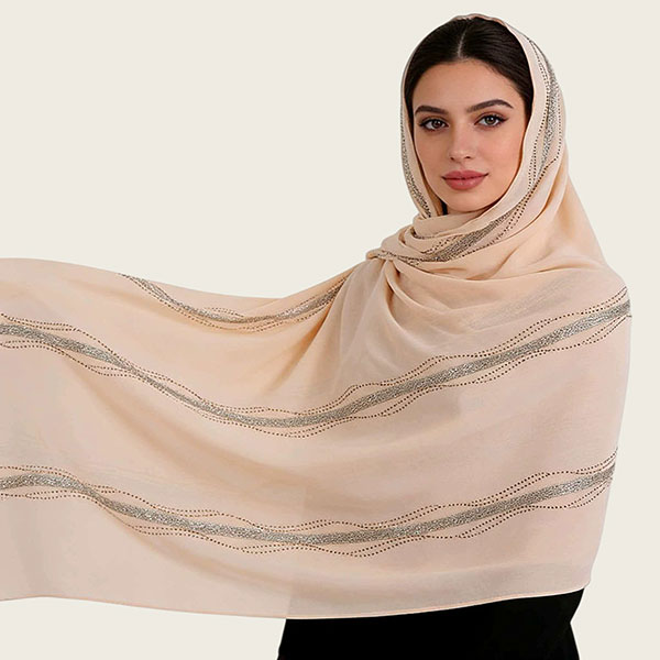 Sunscreen Pearl Rhinestone Chiffon Scarf