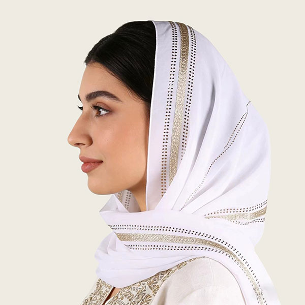 Sunscreen Pearl Rhinestone Chiffon Scarf