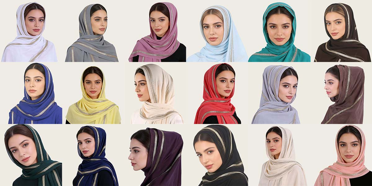 Sunscreen Pearl Rhinestone Chiffon Scarf