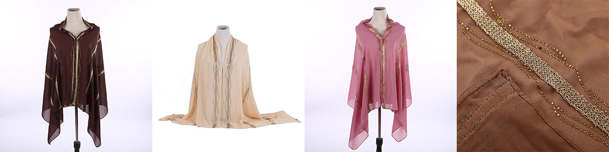 Sunscreen Pearl Rhinestone Chiffon Scarf