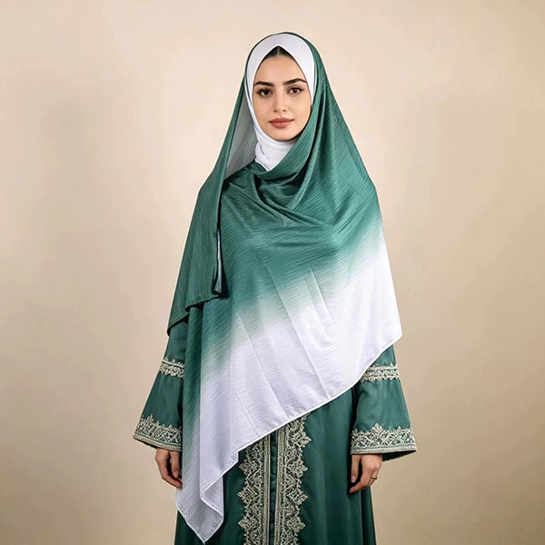 Trendy Gradient Long Thick Satin Shawl